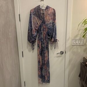 Misa Los Angeles Bardot Multicolor Maxi Dress